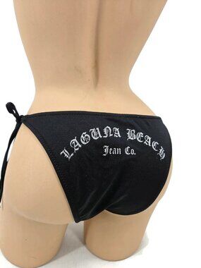 New Laguna Beach Jean Co Black Bikini Bottoms Womens S Side Ties Y2K